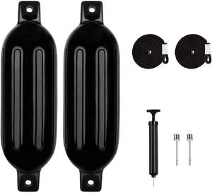 Amortisseurs de bateau gonflables à Double yeux, noir, 2 pièces, ailes marins, avec cordes et dispositif de gonflage pour ponton - Product Image 5