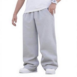 กางเกงวอร์มผู้ชายสำหรับฤดูใบไม้ร่วงและฤดูหนาว ทรงหลวม สไตล์ลำลอง ทรงตรง ระบายอากาศได้ดี เป็นมิตรกับสิ่งแวดล้อม ผ้าฟลีซ มีเชือกผูก เอวยางยืด สไตล์สตรีทแวร์ - Product Image 1