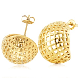 yunnique Gold Ball Stud <b>Earrings</b> 18K Ceramic <b>Post</b> Geometric Weave Design Fashion Jewelry for Women - Product Image 1