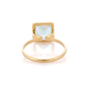 Anillo de GEMA de Aguamarina cuadrada para hombre y mujer, joyería fina, oro amarillo sólido de 18K, productos al por mayor - Product Image 4