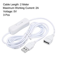 Câble d'extension USB mâle à femelle à prix compétitif avec petit interrupteur à bouton-poussoir en caoutchouc marche/arrêt pour ventilateur de lampe de bureau