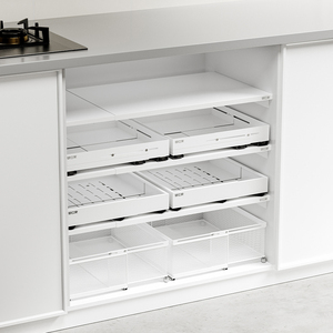 Estante Metálico Extraíble Resistente, Organizador de Cocina Ajustable, Estante de Almacenamiento de Acero al Carbono <span class=keywords><strong>para</strong></span> Encimera <span class=keywords><strong>Debajo</strong></span> <span class=keywords><strong>del</strong></span> Fregadero - Product Image 1