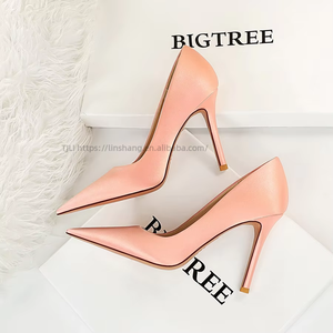 Ultra High Stiletto Slip-on Pointed Toe Sexy Figure-flattering Satin <b>Pumps</b> for Women, Nightclub Dress Heels - Product Image 2