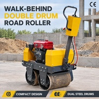 Mini-compacteur vibrant à double tambour pour le compactage de l'asphalte, avec moteur diesel, largeur de travail de 600 mm, conception autoportée