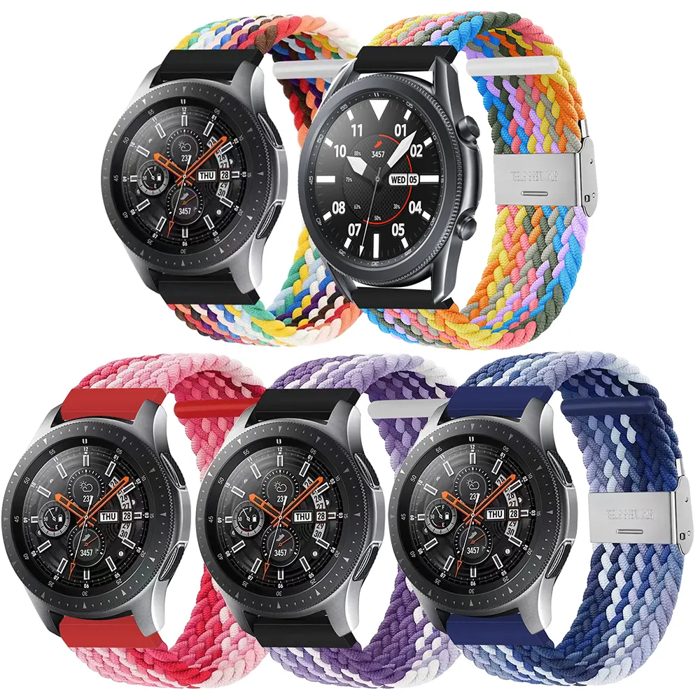 Chungming 20mm 22mm Nylon Elastic Braided Watch Band Strap for Samsung Galaxy Watch 3 4 5