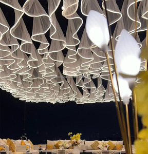 Tenda nuziale decorazione per soffitto a forma di drappeggio a rete a Led striscia luminosa per matrimonio matrimonio tenda da soffitto <span class=keywords><strong>sala</strong></span> per decorazione del soffitto evento arredamento - Product Image 5