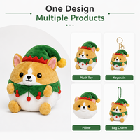Peluche de chien Corgi Père Noël personnalisée, jouet en peluche doux avec logo, cadeau, faible MOQ, service OEM ODM, meilleure usine