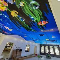 Nouveauté 2021 Faux plafond tendu en PVC Plafond tendu Lambris Leroy Merlin Film de plafond imprimé numérique 3D Monde marin UV