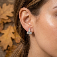 Boucles d'oreilles à trois pierres en diamant de laboratoire certifié IGI, taille cœur et marquise, personnalisables en or 10K, 14K, 18K ou argent sterling 925