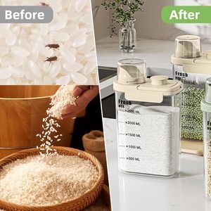 Plastic Rectangle Injection-Molded Modern Multifunction Measuring Cup Pour Spout Airtight Food <b>Storage</b> Dispenser Jar <b>Storage</b> - Product Image 2