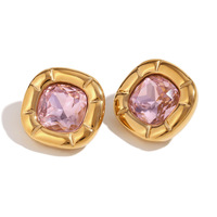 Perhiasan Set Bunga Trendi Musim Semi Desain Mewah Emas 18K Baja Anti Karat Zirkonia untuk Pernikahan Pesta Hadiah Kalung Anting Cincin