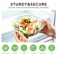 Bol à salade personnalisé en plastique PET 18oz avec couvercle, conteneur alimentaire transparent jetable empilable, qualité alimentaire, vente en gros