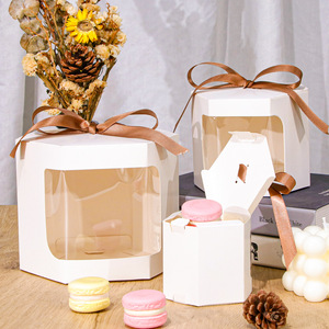 Eco-Friendly High-End White Rigid <strong>Cardboard</strong> Cake <strong>Boxes</strong> With Clamshell Design Magnetic Closure Handle Ribbon Four-Color Printing - Product Image 3