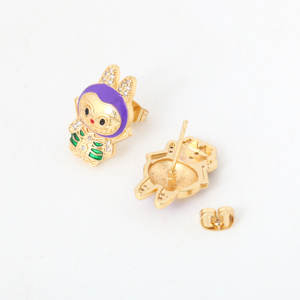 Новые серьги-гвоздики NYH с позолотой 18 карат, разноцветные, с подвесками в виде капли масла, милые, для девочек и детей - Product Image 4