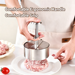 Presse à viande en acier inoxydable pour hamburgers, moule à boulettes de riz, outil de cuisine, presse à galettes ronde, logo personnalisable - Product Image 1