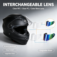 Casque de moto modulaire, casque rabattable, coque en ABS, double visière, avec intercom