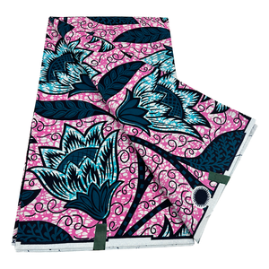 Tissu africain en coton imprimé motif floral, tissu batik pagne Ankara, tissu africain ciré pour la confection de robes - Vente en gros - Product Image 4