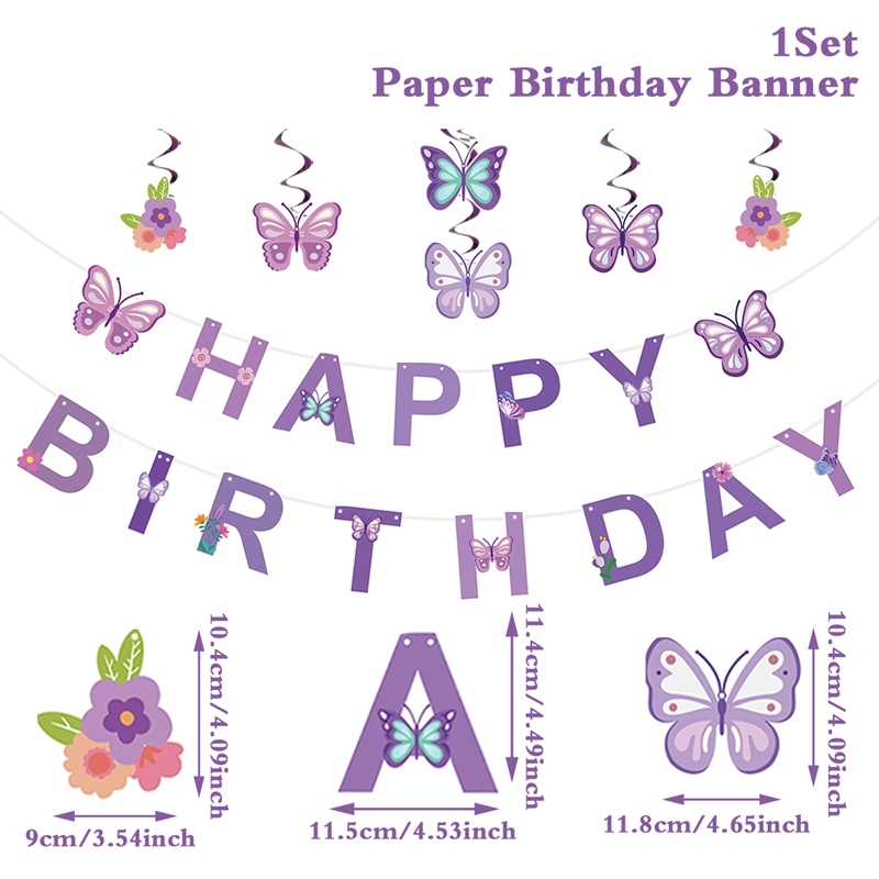 Schmetterling Happy Birthday Banner & Luftballons – Deko-Set Für Geburtstagsfeiern