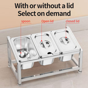 Yongkang 3 Compartment Condiment Rack With <b>Stand</b> Square Stainless Steel For Milk <b>Tea</b> Shops And Food Service L Size - Product Image 3