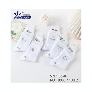 Chaussettes longueur cheville en soie nylon blanc pour femme Taille personnalisable Respirant Jacquard Print Design Summer Crew Girls' Crew Logo - Product Image 1
