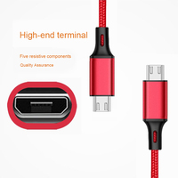 Diskon besar untuk Samsung Android Biru Hitam Merah Perak OEM ODM V8 nilon mikro dikepang 1.5M USB micro-usb kabel Data pengisian cepat