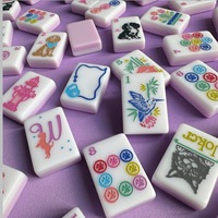 Jeu de Mahjong américain en acrylique, thème animaux de compagnie (chiot et chaton de dessin animé), 160 166 tuiles, en promotion, pour collection maison et jeu de société