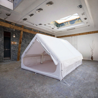 Tente de camping gonflable 6.3 Oxford double couche pour 3-4 personnes, une chambre, légère, quatre saisons, grande porte, grand hublot en TPU, montage rapide