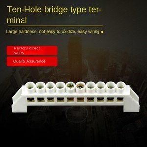 Bloque de Terminales de Tierra y Neutro de Latón y Cobre, Diseño de Puente, Línea Cero, Blanco, 5P 7P 10P, Distribución de Energía CA/CC - Product Image 3