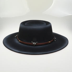 Nuevo sombrero de Nailon/algodón/metálico para caballero, logotipo de cabeza de toro de Metal, parte superior plana, corona texturizada, ala curva, sombrero Derby británico para fiesta - Product Image 6