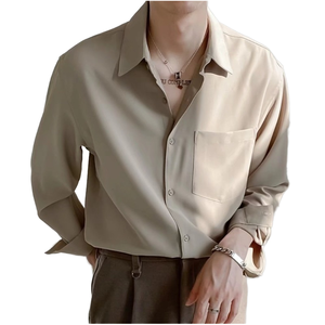 เสื้อเชิ้ตแขนยาวผู้ชายสไตล์เกาหลี รุ่นฤดูใบไม้ผลิและฤดูใบไม้ร่วง ระบายอากาศได้ดี ดีไซน์เรียบง่าย สีพื้น ผ้าโพลีเอสเตอร์ 100% เสื้อลำลอง - Product Image 1