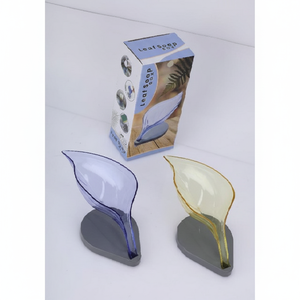 Support mural antidérapant en plastique en forme de feuille pour savon, avec plateau de drainage vertical, organisateur décoratif pour salle de bain et cuisine - Product Image 1