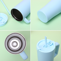 Gobelet à café isotherme portable de 40 oz en acier inoxydable à double paroi, sans BPA, avec brosse de nettoyage pour le camping et le bureau