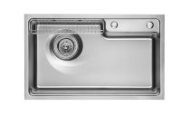 Grand évier de cuisine carré en acier inoxydable 304 moderne 680x480mm épaisseur 4mm Nano fait main multifonctionnel avec accessoires