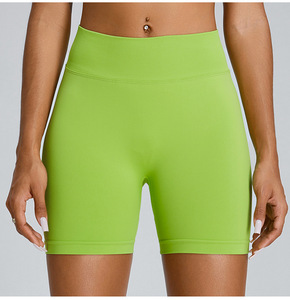 Pantalones Cortos Deportivos de Cintura Alta para Mujer, Sin Costuras, de Secado Rápido, Levanta Glúteos, para Entrenamiento y Fitness, con Bolsillos, Venta al por Mayor, Hechos de Spandex/Nylon - Product Image 4