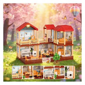 Casa de Muñecas Grande Unisex, Villa de Princesas con Muebles de Plástico, Accesorios, Juguete DIY, Juego de Simulación de Mansión, Set de Regalo para Niños - Product Image 4