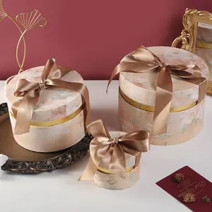 Caixa de joias para flores, cilindro redondo de papel personalizado para bolos, alimentos ou embalagens, caixa de joias com tampa