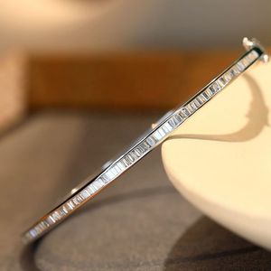 Xinfly Fine Jewelry 18K Pure Gold <b>Bangle</b> <b>Bracelet</b> 0.80CT Baguette Cutting Micro Diamond Waterproof Design Natural Shine Gift - Product Image 2