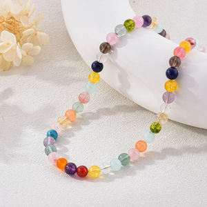 Collar de Cuentas de Cuarzo Chapado en Oro, Joyería de Piedras Preciosas Coloridas para Regalo del Día de la Madre, Personalizado, OEM, Venta al Por Mayor - Product Image 1