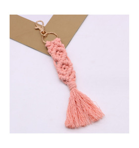 Handmade Cotton Mini Macrame Keychain Boho Macrame Keychain With <strong>Tassel</strong> <strong>for</strong> Car <strong>Key</strong> Purse Phone Wallet - Product Image 4