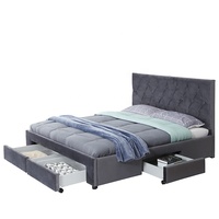Hôtel Willsoon utiliser un design moderne personnalisé velours double taille lit rembourré cadre de lit de stockage en bois roi avec tiroir camas