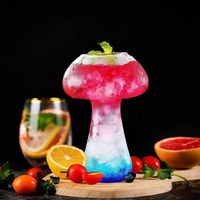 Verres à jus transparents uniques en gros, 8,5 oz, verre à cocktail créatif en forme de champignon