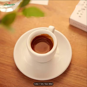 ชุดถ้วยกาแฟเอสเปรสโซ่ทรงไข่สีขาวพร้อมจานรอง ทำจากพอร์ซเลนอย่างดี สำหรับร้านกาแฟมืออาชีพ  รับสกรีนโลโก้สำหรับโรงแรมและร้านอาหาร - Product Image 2