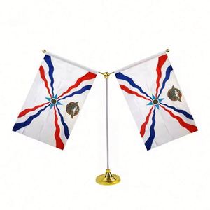 Wholesale National Country Assyrian <b>Desk</b> Flag Assyria <b>Table</b> Flag With Stick and Base - Product Image 1