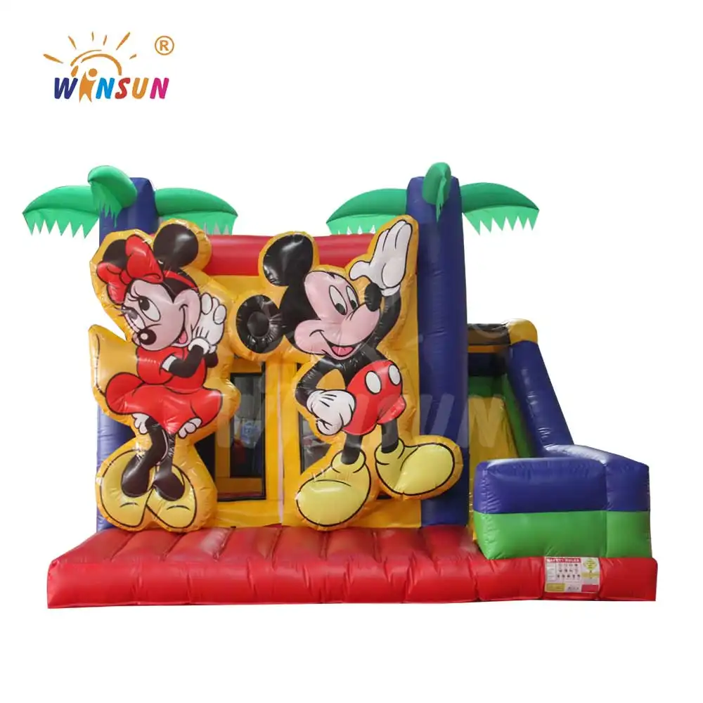 Thương mại Mickey Mouse Inflatable Bouncer lâu đài, bên Inflatable thư bị trả lại trượt