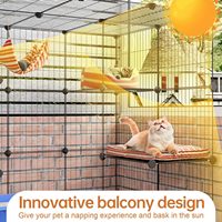 Enclos pour chats à 3 niveaux, durable, thermolaqué, pour intérieur, parc pour chats DIY, Catio, enclos métallique détachable, grande cage pour chats