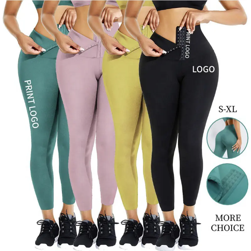 Gimnasio Deportes Shaper Cintura Entrenador Leggings Se siente como la piel Mujer Personalizar Cintura alta Levantamiento de glúteos Yoga Pantalón Leggings Señoras