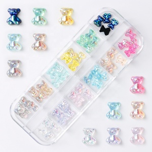 12 Rejillas con Lindos Ositos y Lazo de Aurora Colorido, Adorno Kawaii para <span class=keywords><strong>Uñas</strong></span> - Product Image 1