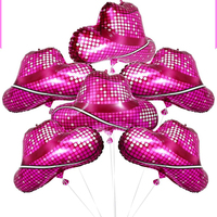 Lot de 6 ballons chapeau de cow-boy/cowgirl dorés brillants style western pour anniversaire années 80/90, baby shower, enterrement de vie de jeune fille