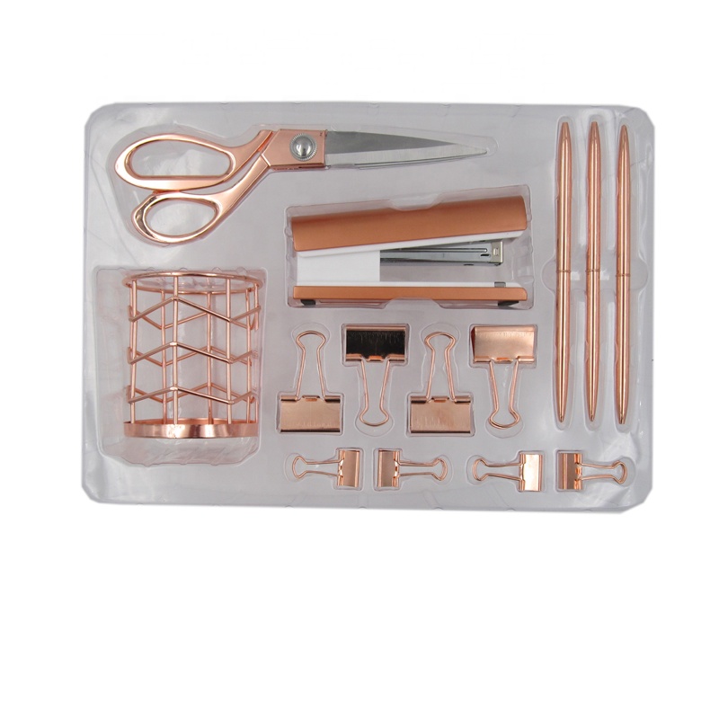 Высококачественный домашний подарочный набор для украшения, золотой цвет, розовое золото, канцелярские принадлежности, набор степлера