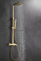 Ensemble baignoire et douche Glamour en or brossé, mitigeur de baignoire et système de robinetterie de douche cascade et pluie pour villas et hôtels